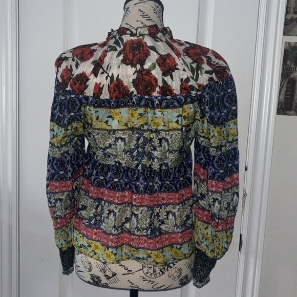 Alice + Olivia Printed Tie Neck Silk Blend Blouse - Picture 7 of 11